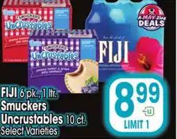 Jewel-Osco FIJI 6 pk., 1 ltr., Smuckers Uncrustables 10 ct offer