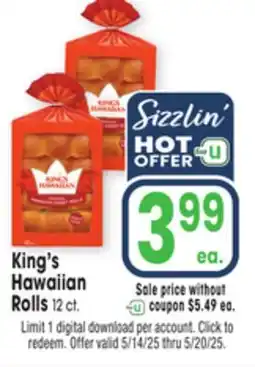 Jewel-Osco King's Hawaiian Hawaiian Rolls offer