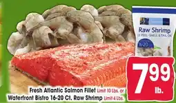 Jewel-Osco Fresh Atlantic Salmon Fillet or Waterfront Bistro 16-20 Ct. Raw Shrimp offer
