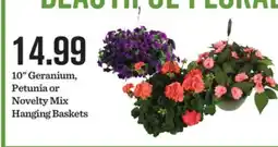 Mariano's 10 Geranium, Petunia or Novelty Mix Hanging Baskets offer