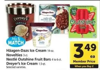 Safeway Häagen-Dazs Ice Cream, Novelties, Nestlé Outshine Fruit Bars, Dreyer’s Ice Cream offer