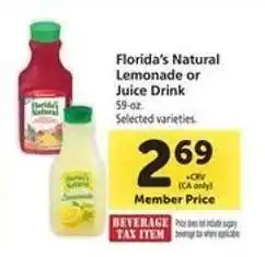 Safeway Florida's Natural Lemonade or Juice Drink offer