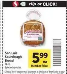 Safeway San Luis Sourdough Bread offer