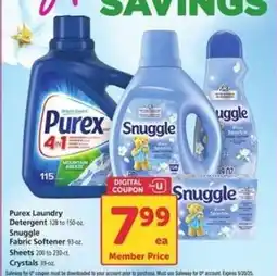 Safeway Purex Laundry Detergent & Snuggle Fabric Softener offer