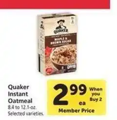 Safeway Quaker Instant Oatmeal offer