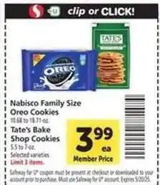 Safeway Nabisco Family Size Oreo Cookies offer