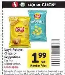 Safeway Lay's Potato Chips or Poppables offer