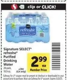 Safeway Signature Select Refreshe Purified Drinking Water offer