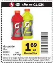 Safeway Gatorade offer
