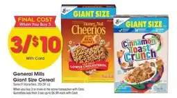 Kroger General Mills Giant Size Cereal offer