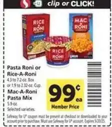 Safeway Pasta Roni or Rice-A-Roni offer