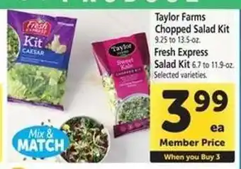 Safeway Taylor Farms Chopped Salad Kit & Fresh Express Salad Kit offer