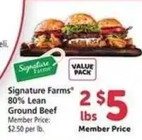 Safeway Signature Farms 80% Lean Ground Beef offer