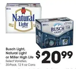 Kroger Busch Light, Natural Light or Miller High Life offer
