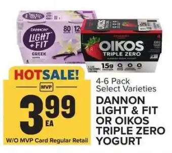 Food Lion Dannon Light & Fit or Oikos Triple Zero Yogurt offer