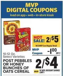 Food Lion Post Pebbles or Honey Bunches of Oats Cereal offer