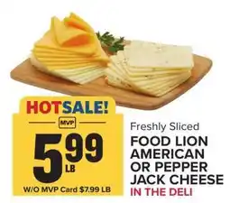 Food Lion Food Lion American or Pepper Jack Cheese offer