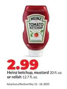 Hy-Vee Heinz ketchup, mustard or relish offer
