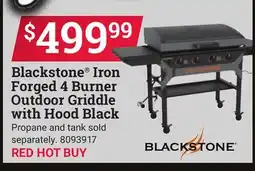 Ace Hardware Blackstone Iron Forged 4 Burner Outdoor Griddle with Hood Black offer