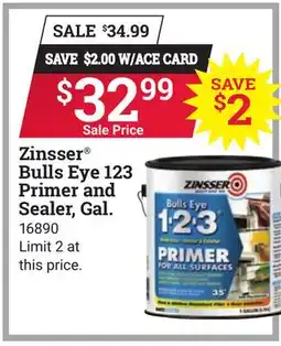 Ace Hardware Zinsser Bulls Eye 123 Primer and Sealer offer