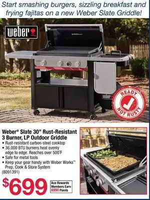 Ace Hardware Weber Slate 30 Rust-Resistant 3 Burner, LP Outdoor Griddle offer