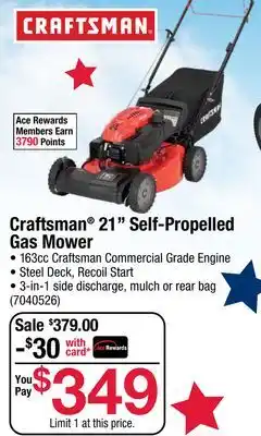Ace Hardware Craftsman 21 Self-Propelled Gas Mower offer