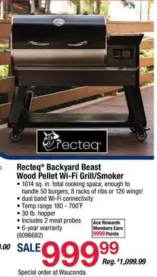 Ace Hardware Recteq Backyard Beast Wood Pellet Wi-Fi Grill/Smoker offer