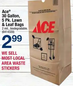 Ace Hardware Ace 30 Gallon, 5 Pk. Lawn & Leaf Bags offer