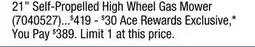 Ace Hardware 21 Self-Propelled High Wheel Gas Mower offer