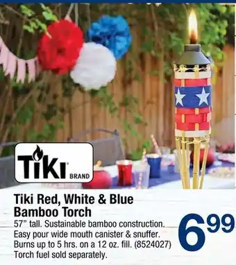Ace Hardware Tiki Red, White & Blue Bamboo Torch offer