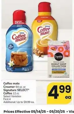 Albertsons Coffee mate Creamer 64 oz. or Signature SELECT Coffee 12 ct. - Select Varieties offer