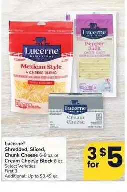 Albertsons Lucerne Shredded, Sliced, Chunk Cheese 6-8 oz. or Cream Cheese Block 8 oz. - Select Varieties offer