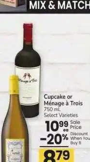 Albertsons Cupcake or Ménage à Trois - 750 ml. Select Varieties offer