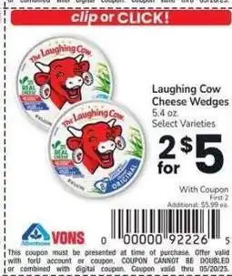 Albertsons Laughing Cow Cheese Wedges - 5.4 oz. Select Varieties offer