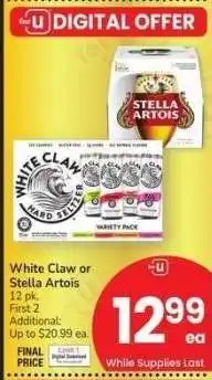 Albertsons White Claw or Stella Artois - 12 pk offer