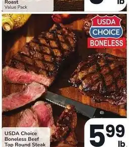 Albertsons USDA Choice Boneless Beef Top Round Steak - Thin Cut, Value Pack offer