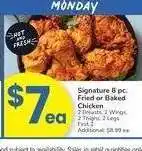 Albertsons Signature 8 pc. Fried or Baked Chicken - 2 Breasts, 2 Wings, 2 Thighs, 2 Legs offer