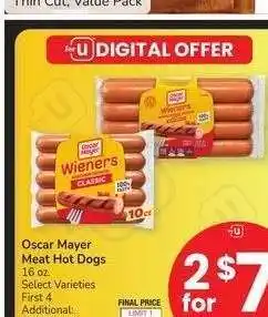 Albertsons Oscar Mayer Meat Hot Dogs - 16 oz. Select Varieties offer