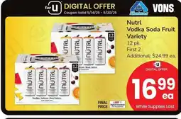 Albertsons Nutrl Vodka Soda Fruit Variety - 12 pk offer