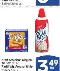 Albertsons Kraft American Singles 10.7-12 oz. or Reddi Wip Aerosol Whip Cream 6.5 oz. - Select Varieties offer