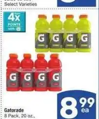 Albertsons Gatorade - 8 Pack, 20 oz., Select Varieties offer