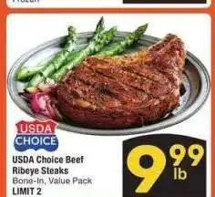 Albertsons USDA Choice Beef Ribeye Steaks - Bone - In, Value Pack offer