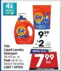 Albertsons Tide Liquid Laundry Detergent 55-63 oz. or Pods 18-31 ct. - Select Varieties offer
