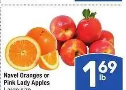 Albertsons Navel Oranges or Pink Lady Apples - Large size offer