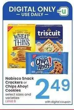 Albertsons Nabisco snack crackers or Chips Ahoy! cookies - select sizes and varieties offer