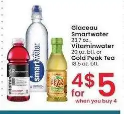 Albertsons Glaceau Smartwater 23.7 oz., Vitaminwater 20 oz. btl. or Gold Peak Tea 18.5 oz. btl offer
