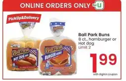 Albertsons Ball Park Buns - 8 ct., hamburger or Hot dog offer