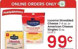 Albertsons Lucerne Shredded Cheese 7-8 oz. or American Cheese Singles 12 oz offer