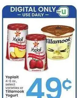 Albertsons Yoplait 4-6 oz., select varieties or Tillamook Yogurt 6 oz offer
