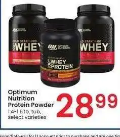 Albertsons Optimum Nutrition Protein Powder - 1.4-1.6 lb. tub, select varieties offer